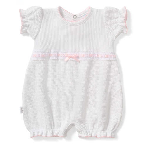 Paty Knit Baby Girl Bubble with Eyelet Trim