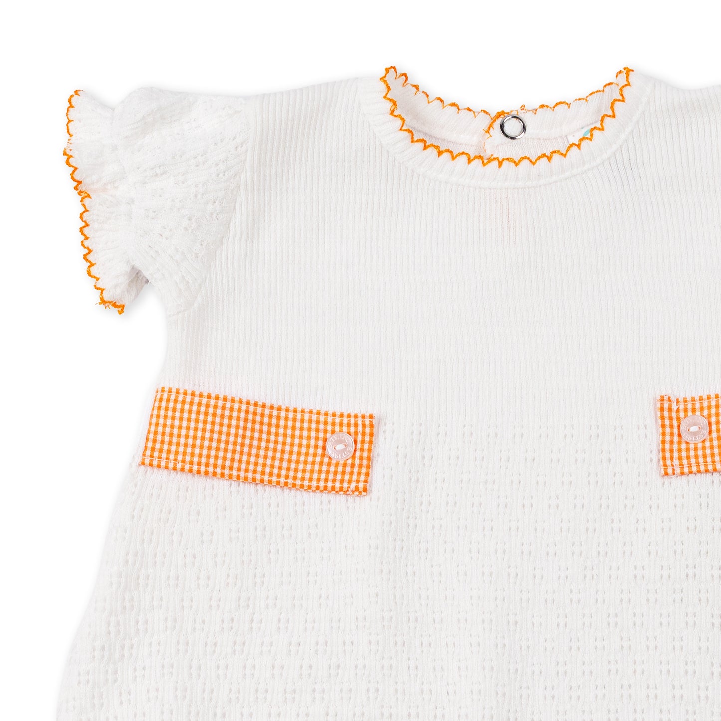 Paty Knit Ruffle Hem Bubble with Gingham Side Tabs