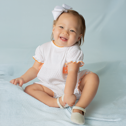 Paty Knit Ruffle Hem Bubble with Gingham Side Tabs