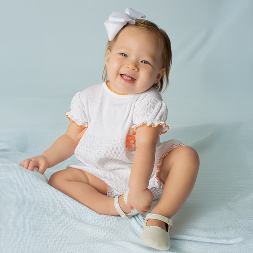 Paty Knit Ruffle Hem Bubble with Gingham Side Tabs