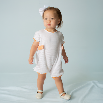 Paty Knit Ruffle Hem Bubble with Gingham Side Tabs