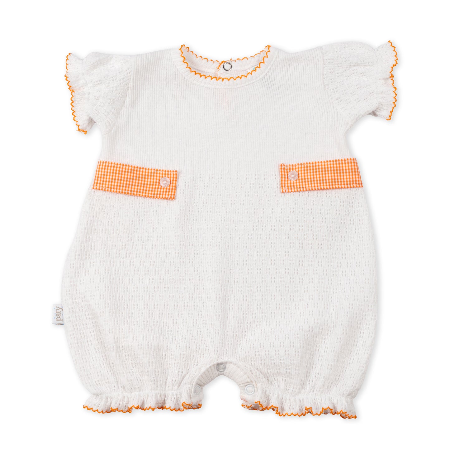Paty Knit Ruffle Hem Bubble with Gingham Side Tabs