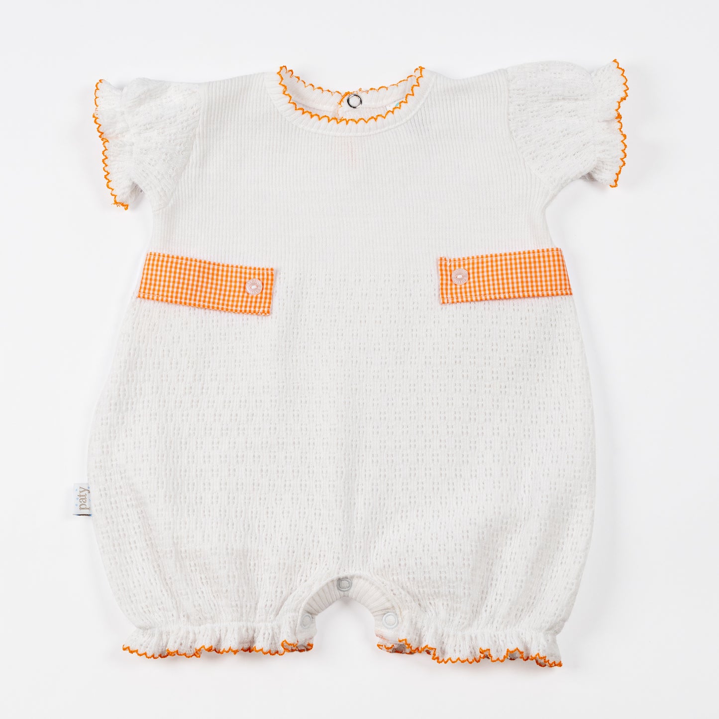 Paty Knit Ruffle Hem Bubble with Gingham Side Tabs