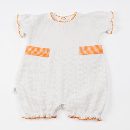 Paty Knit Ruffle Hem Bubble with Gingham Side Tabs