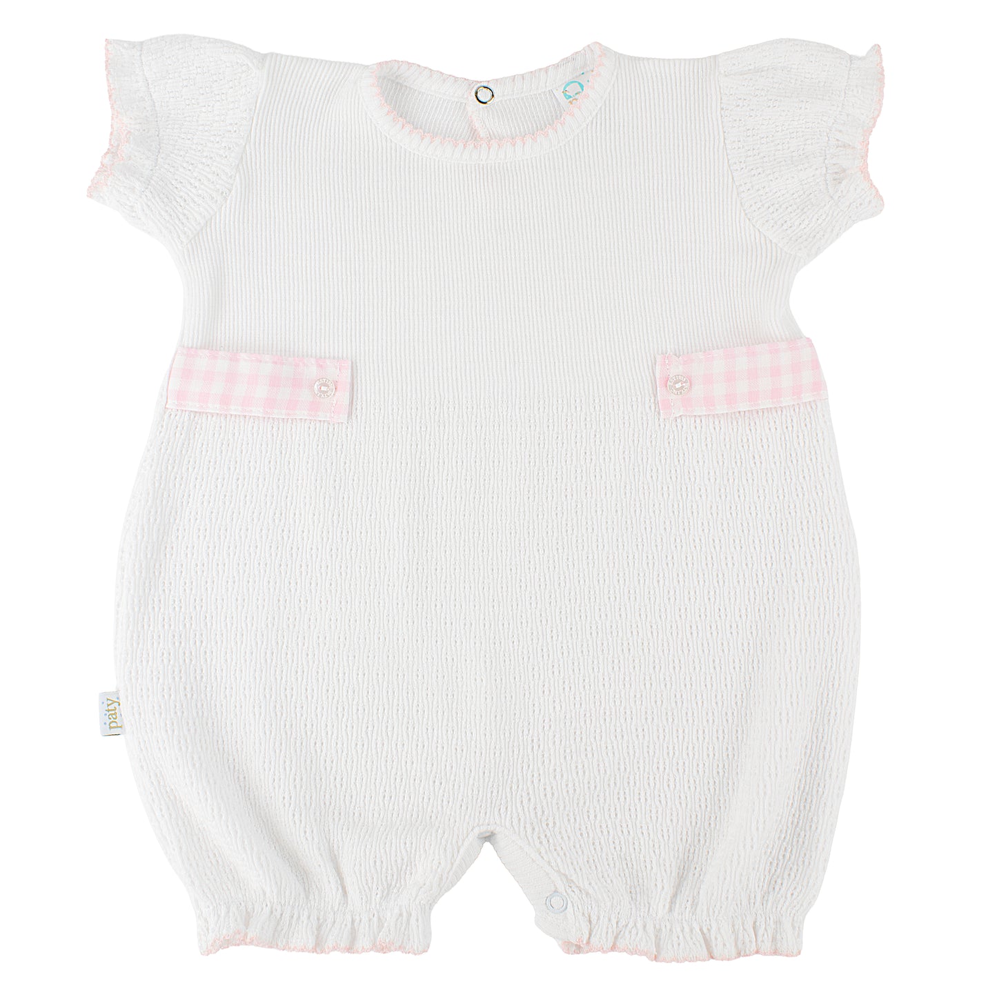 Paty Knit Ruffle Hem Bubble with Gingham Side Tabs