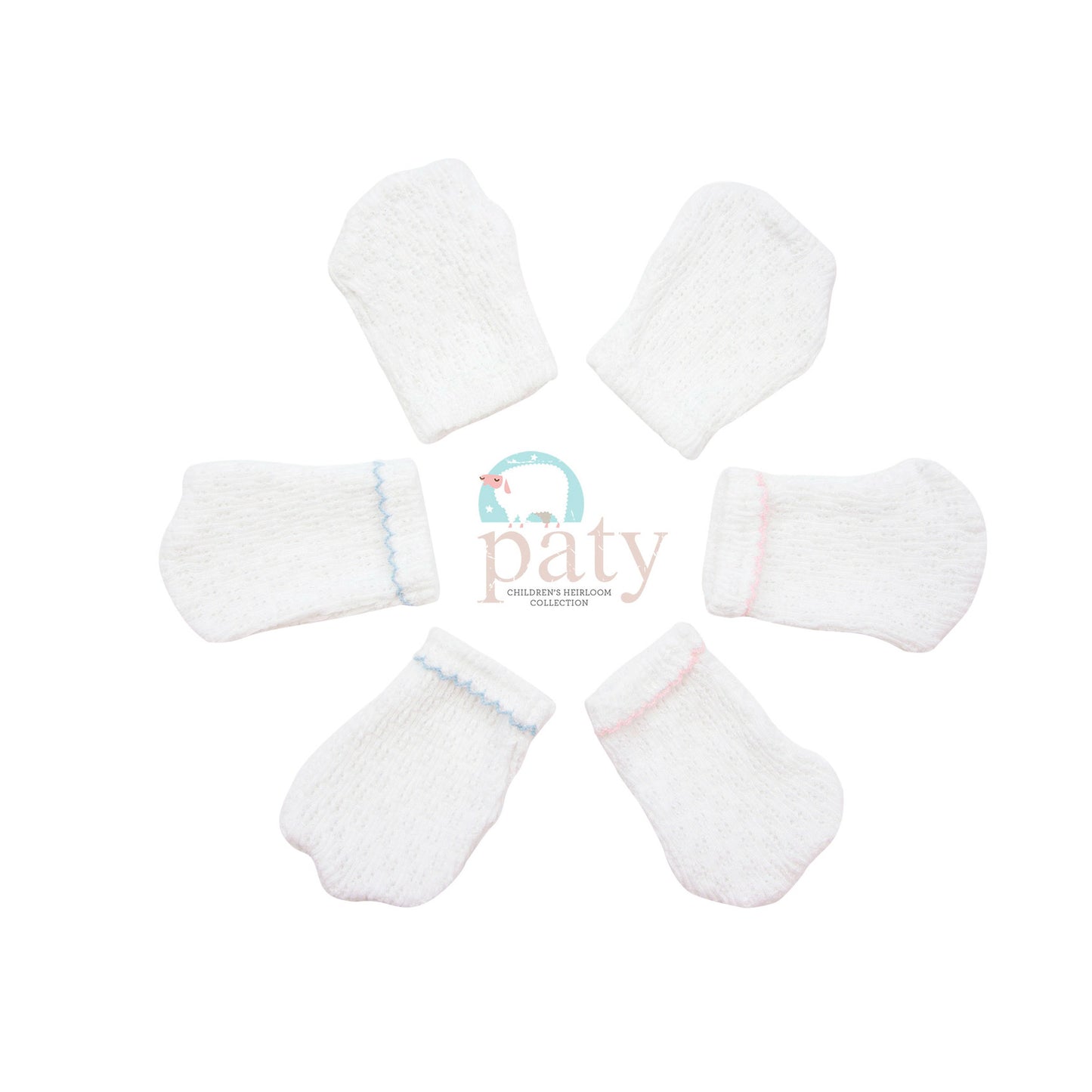 White Paty Knit Mittens