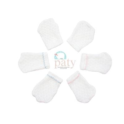 White Paty Knit Mittens #188