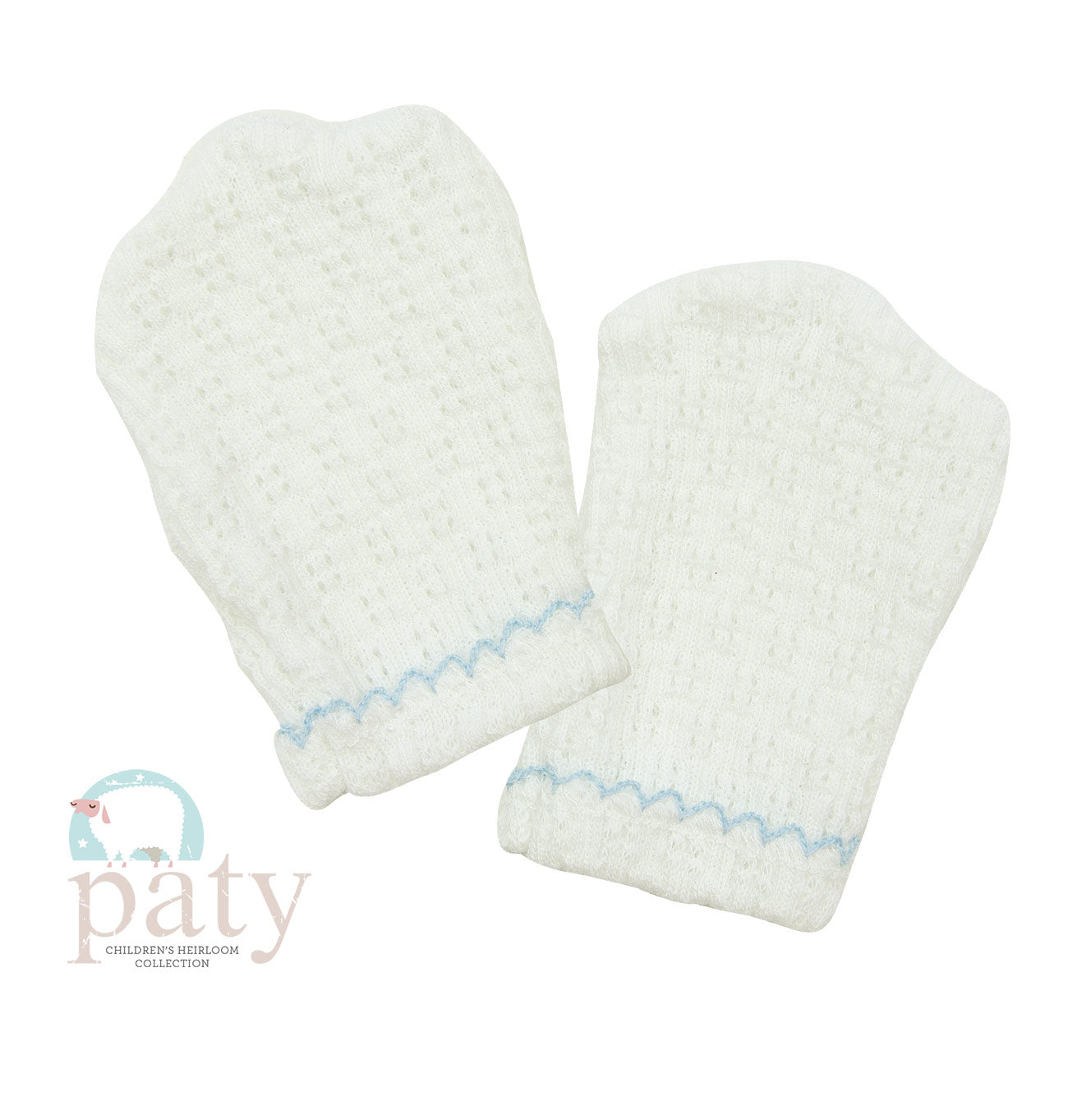 White Paty Knit Mittens #188