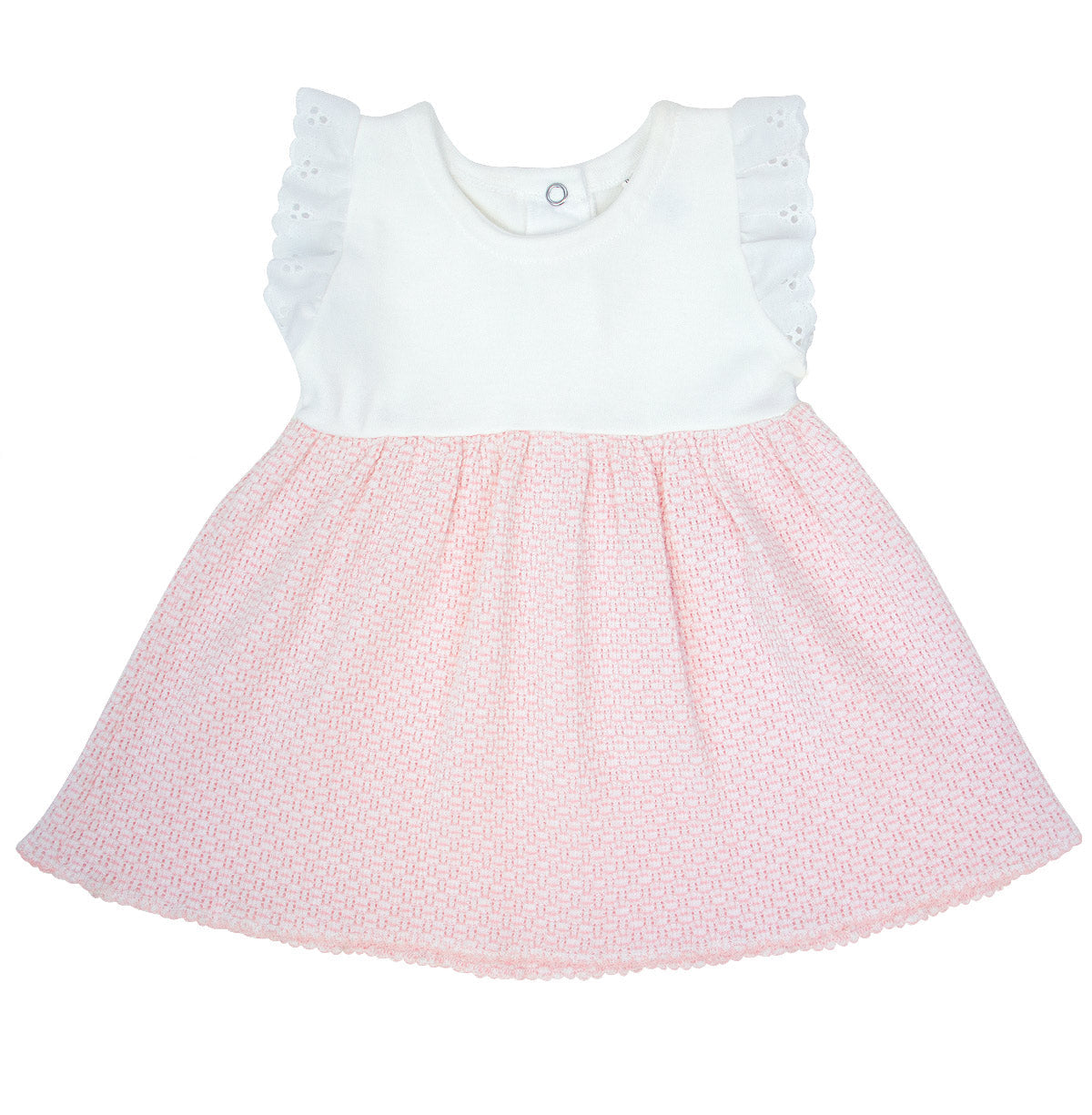 Paty Knit Dress with Eyelet Flutter Sleeves and Solid Color Skirt Mint / 3T Paty Knit Dress with Eyelet Flutter Sleeves and Solid Color Skirt Mint / 3T