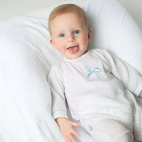 Paty Knit Long Sleeve Romper with Bunny Embroidery