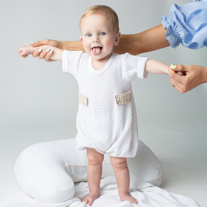 Paty Knit Baby Bubble with Gingham Side Tabs