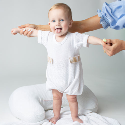Paty Knit Baby Bubble with Gingham Side Tabs