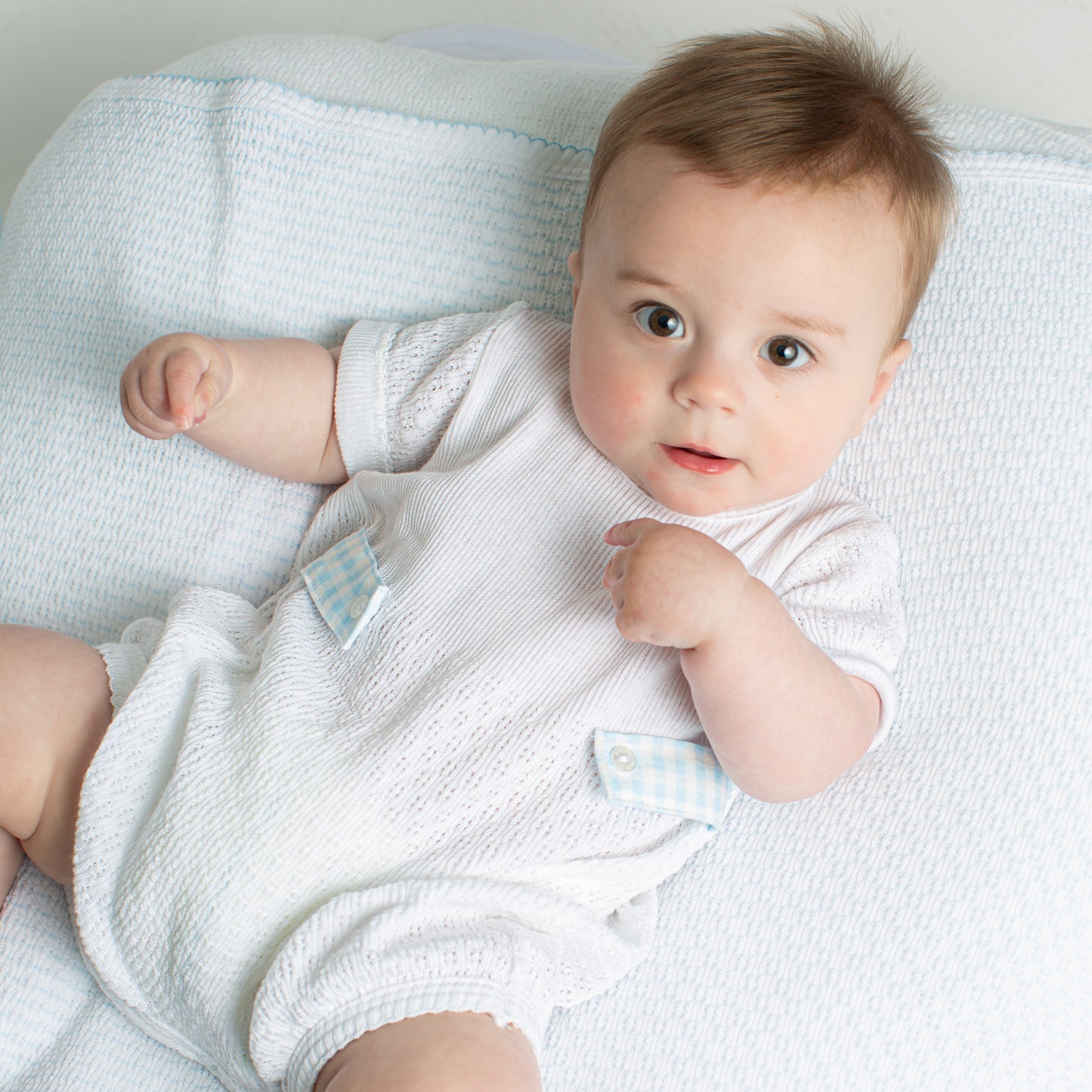Paty Knit Baby Bubble with Gingham Side Tabs