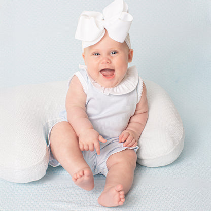 Paty Organic Cotton Striped Bubble with Ruffle Collar
