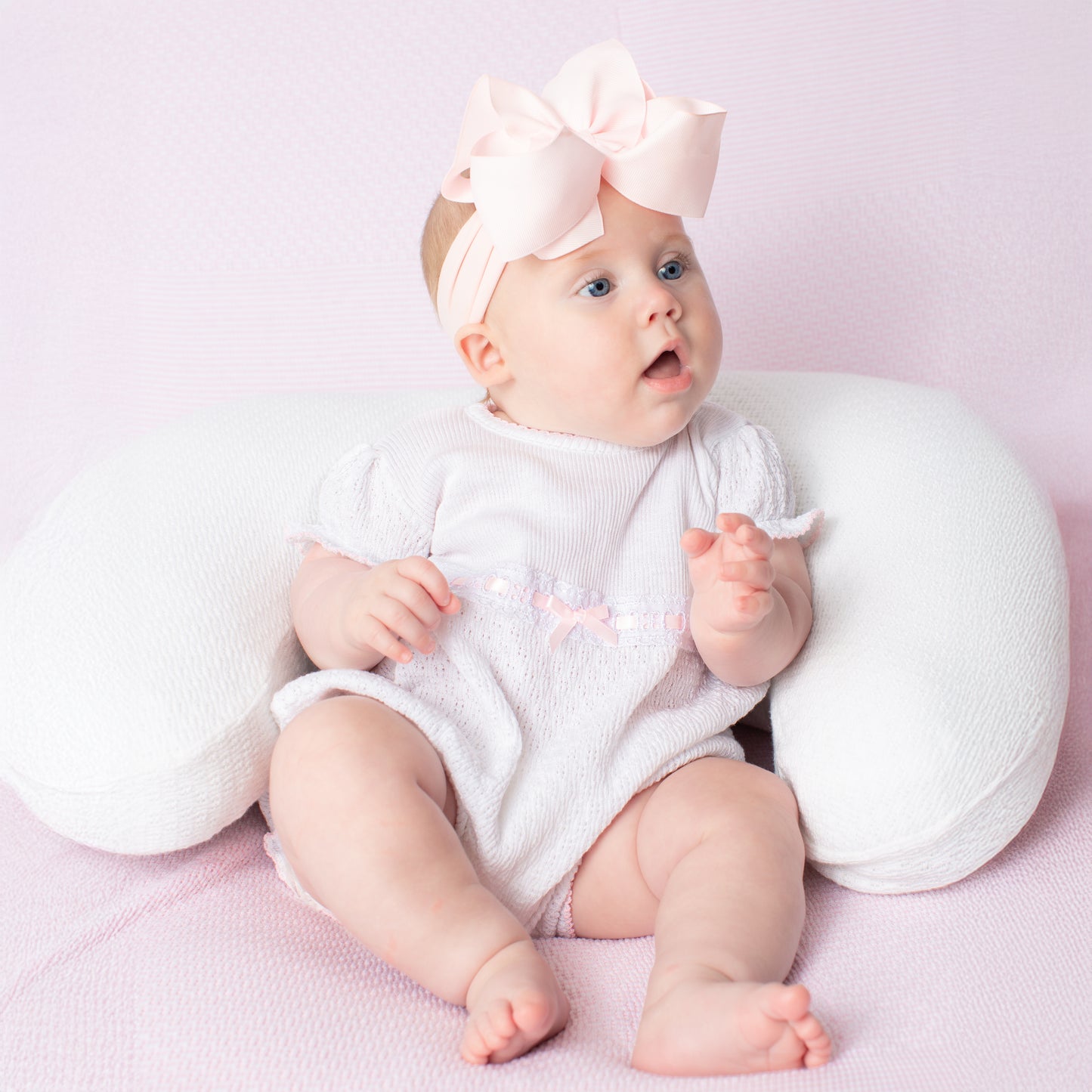 Paty Knit Baby Girl Bubble with Eyelet Trim