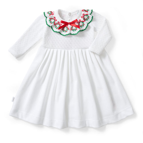 PatyKnit™ Dress with Swiss Wreath Trim Collar