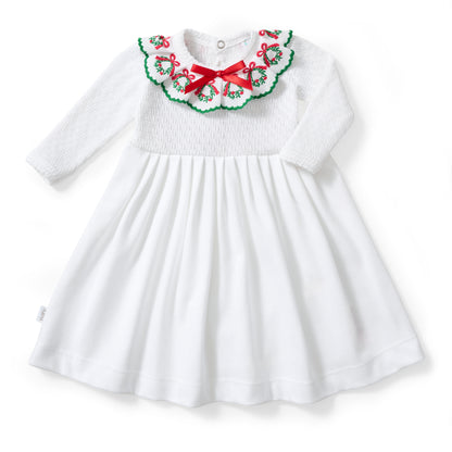 Paty Knit Angel Sleeve Dress with Wreath Trim