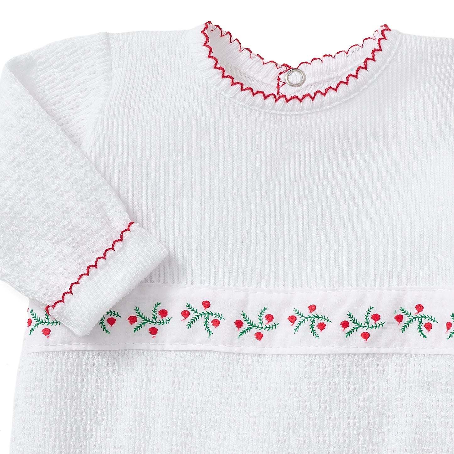 Paty Knit Romper with Swiss Pine Embroidery