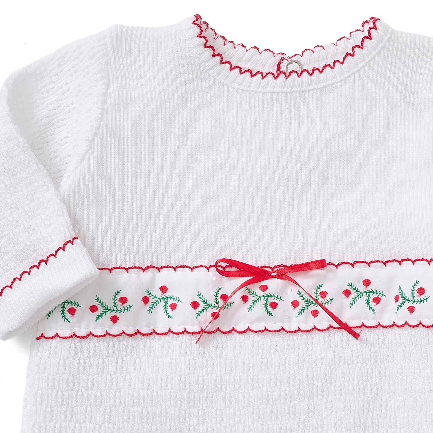 Paty Knit Romper with Swiss Pine Embroidery