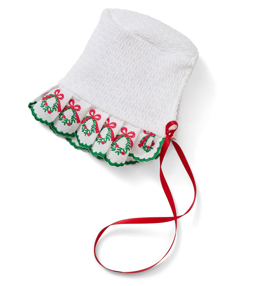 PatyKnit™ Christmas Bonnet with Swiss Wreath Trim