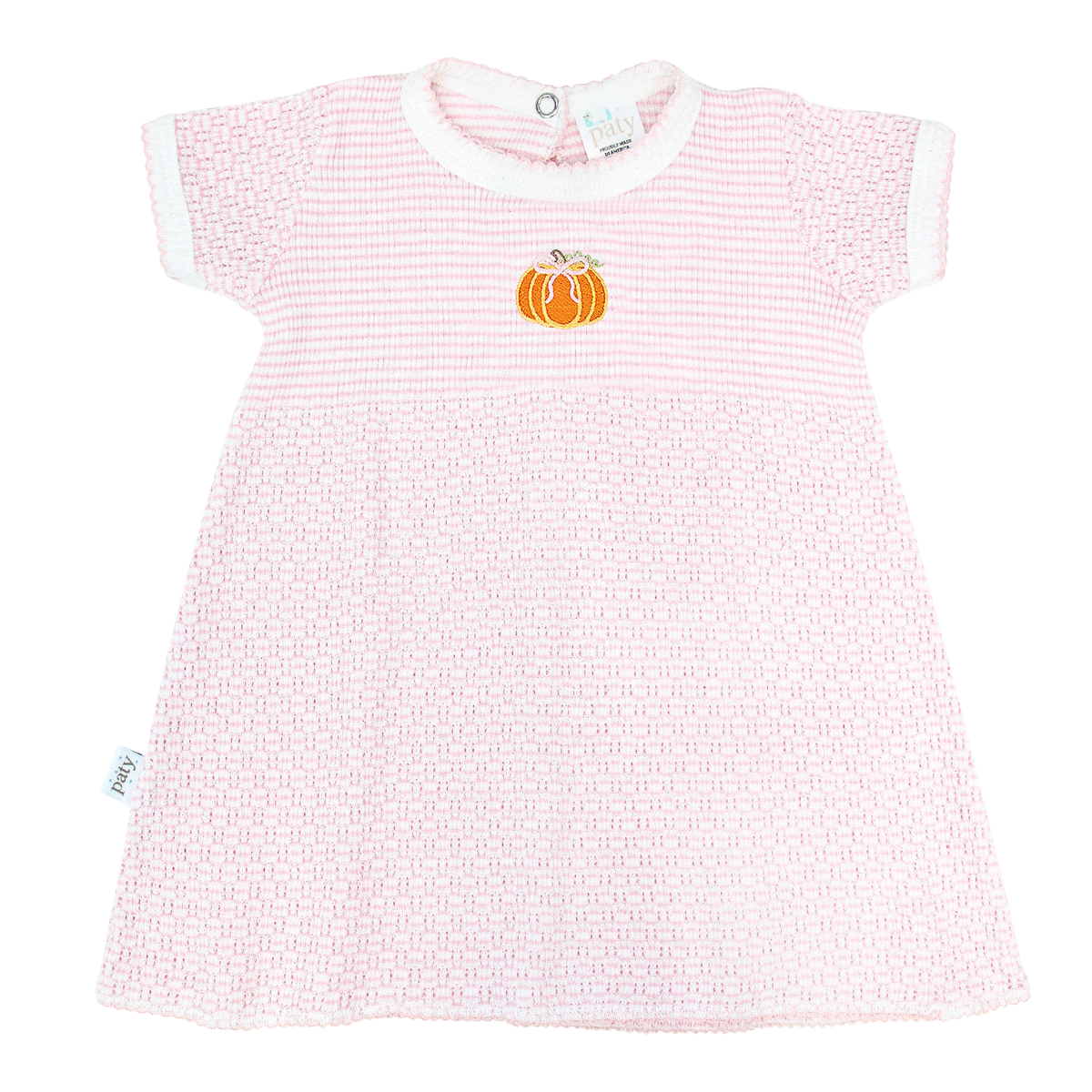 Solid Color Knit Dress w/ Pumpkin Embroidery #203SSPG-PKNP