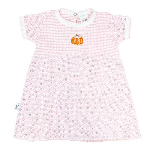 Solid Color Knit Dress w/ Pumpkin Embroidery #203SSPG-PKNP