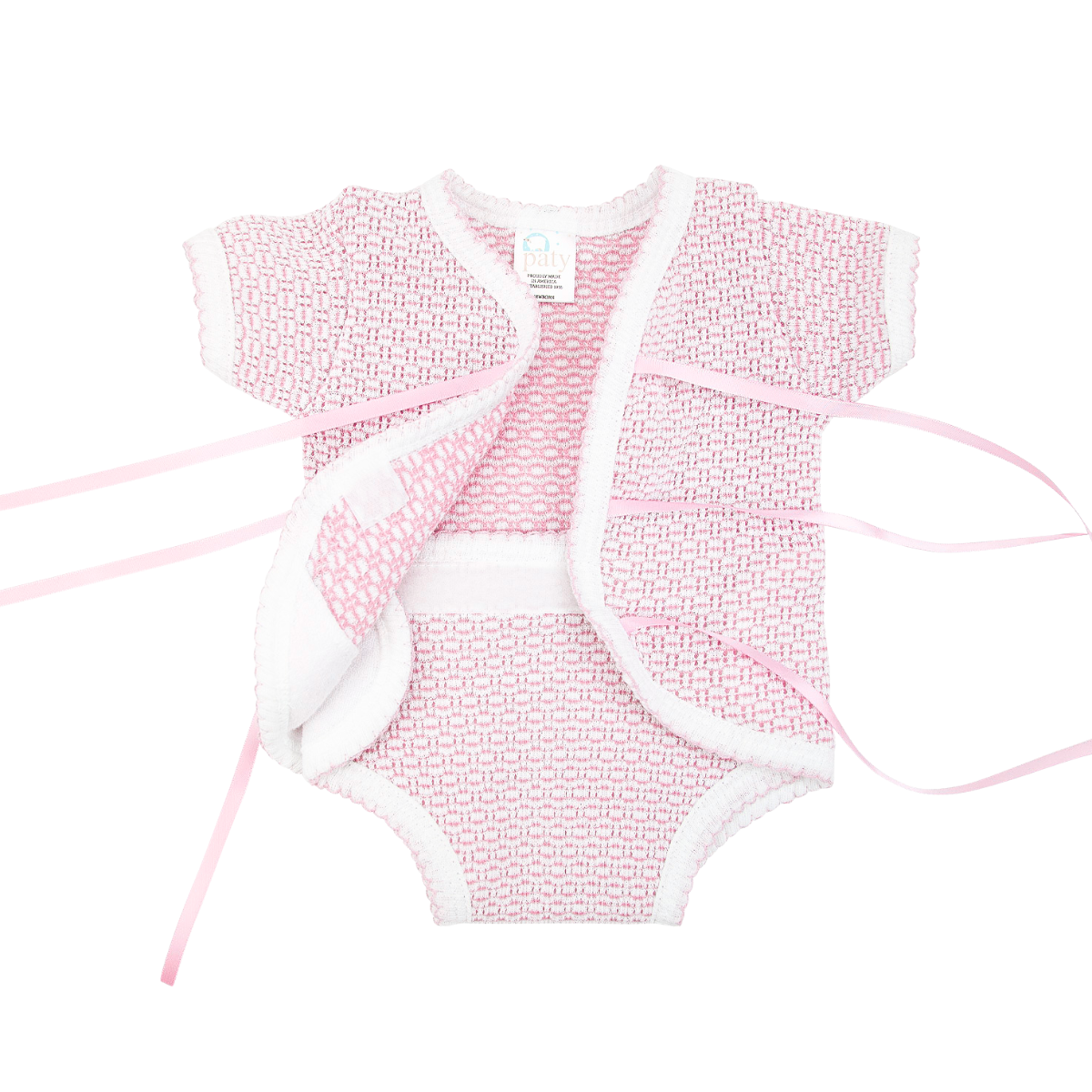 Paty Knit, Ribbon Tie Onesie #204