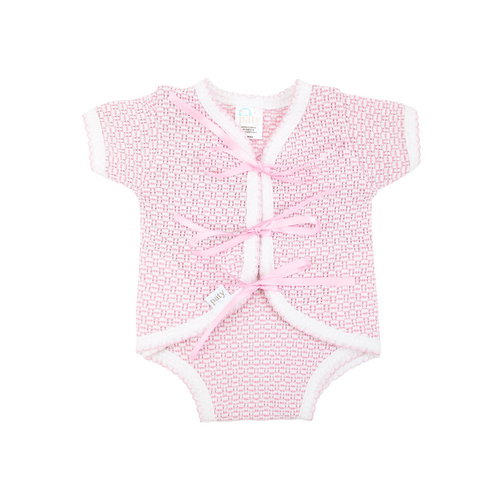 Paty Knit Solid Color Ribbon Tie Onesie