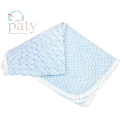 Paty Knit Blanket with Pom Pom Trim