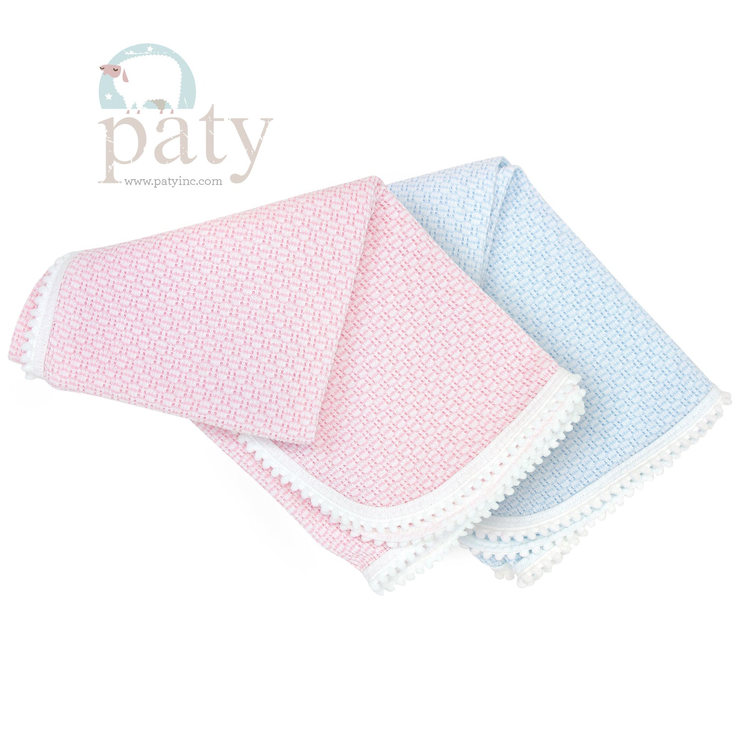 Paty Knit Blanket with Pom Pom Trim