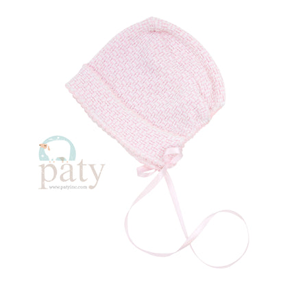Solid Color Paty Knit Bonnet w/ Ribbon Tie & Finished Edge #210
