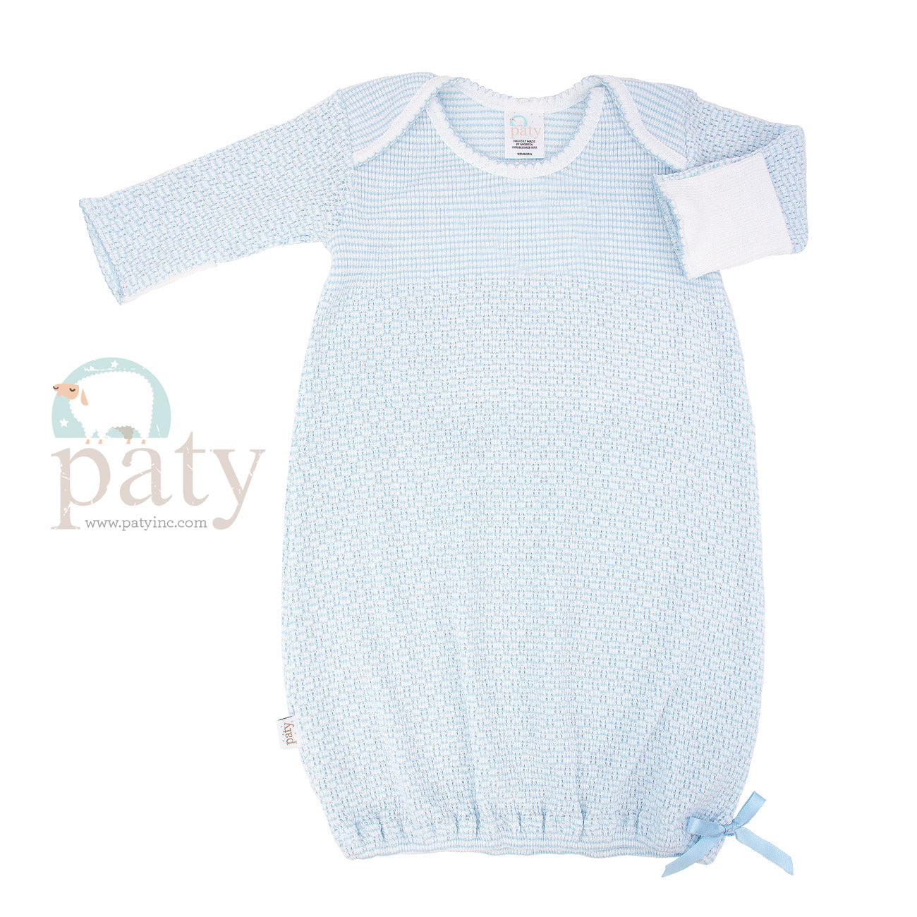 Blue Paty Knit Lap Shoulder Gown