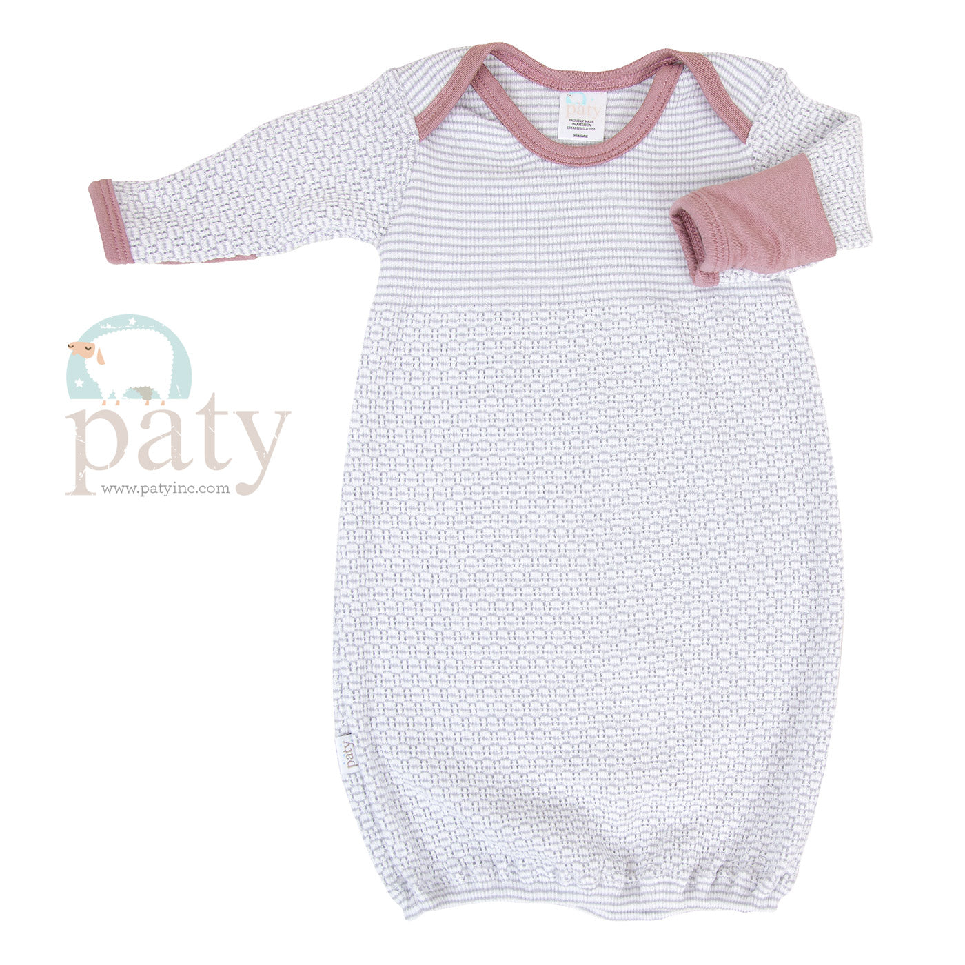 Solid Color Paty Knit LS Lap Shoulder Gown w/ Cotton Trim options #215J
