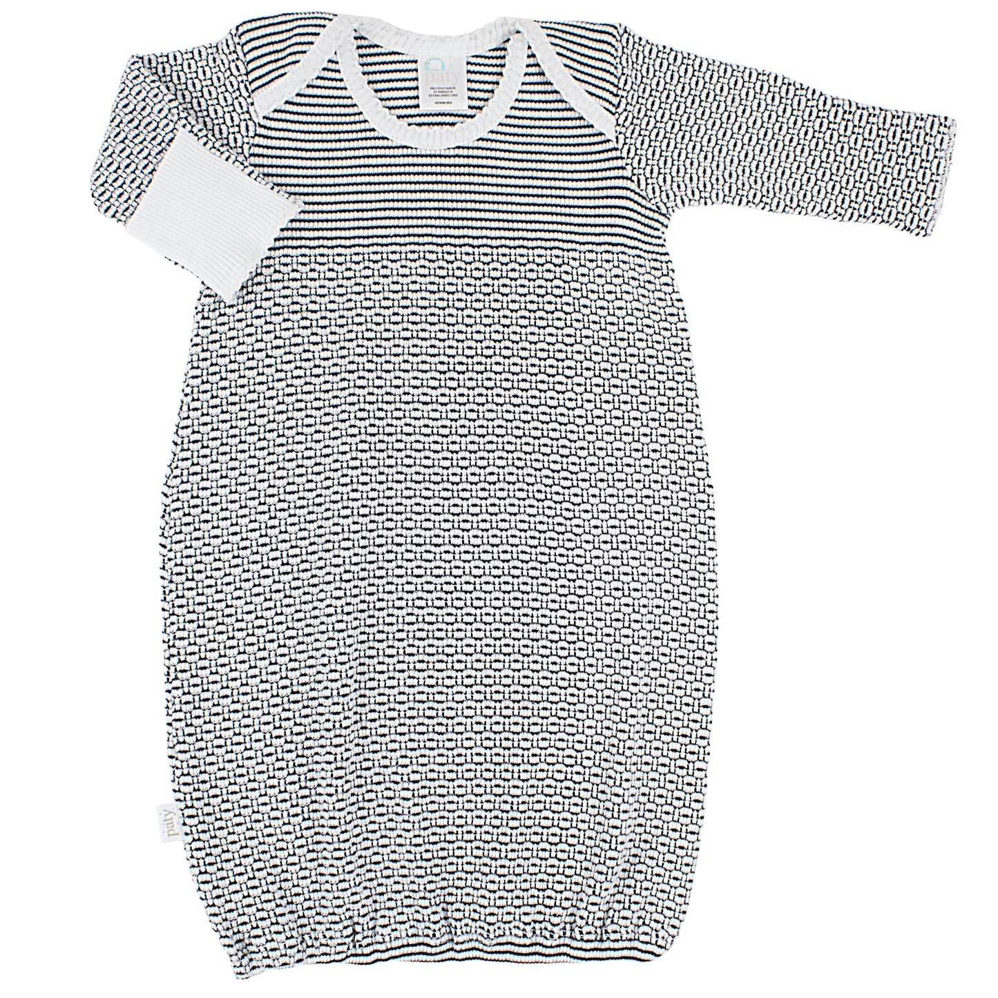 Paty Knit, Long Sleeve, Solid Color Overlap Shoulder Gown, No Bow