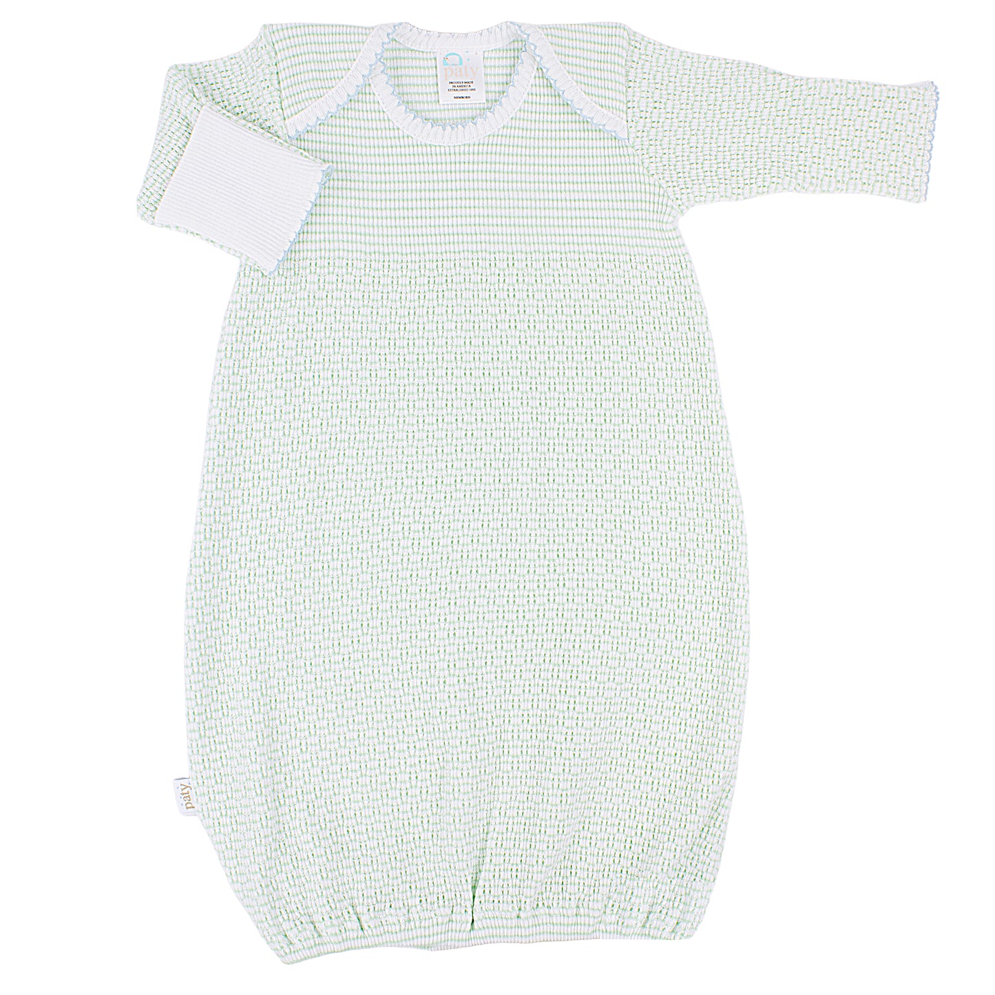 Paty Knit, Long Sleeve, Solid Color Overlap Shoulder Gown, No Bow