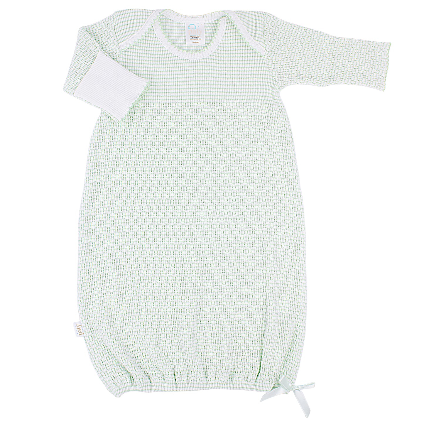 Paty Knit, long sleeve, solid color overlap shoulder gown, with bow