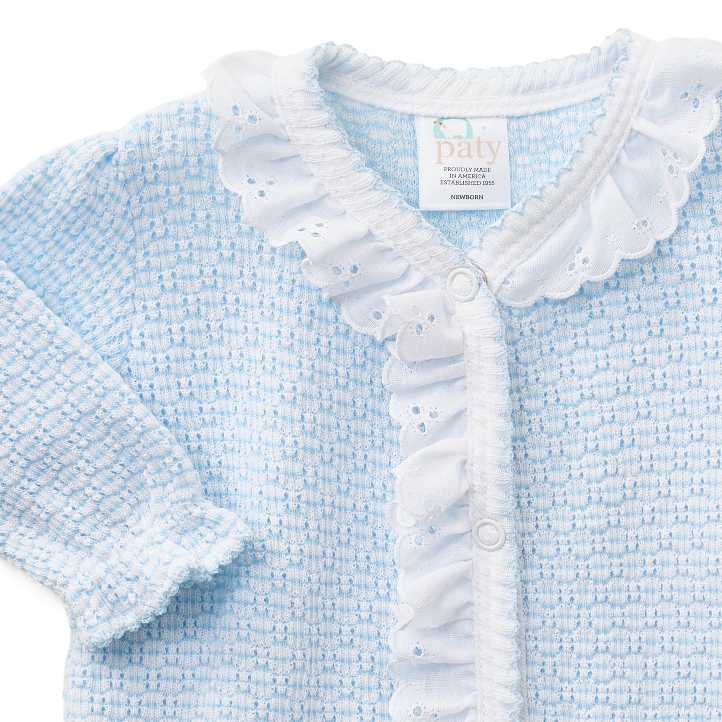 Paty Knit Solid Color Footie with Eyelet Trim