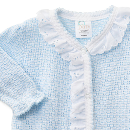 Paty Knit Solid Color Footie with Eyelet Trim