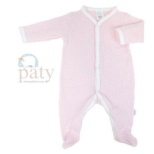 Pink Solid Color Paty Knit Footie