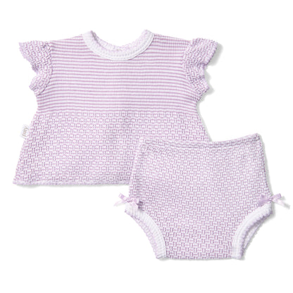 PatyKnit™ Flutter Sleeve Diaper Set with Bows