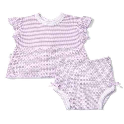 PatyKnit™ Flutter Sleeve Diaper Set with Bows