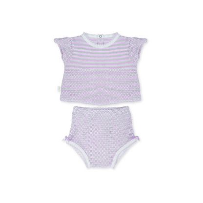 Paty Knit, 2 PC Flutter Sleeve Diaper Set with Bows