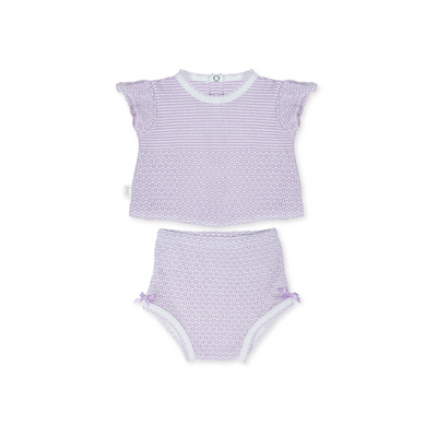 Paty Knit, 2 PC Flutter Sleeve Diaper Set with Bows