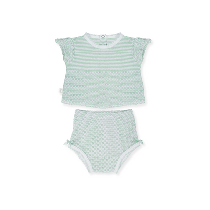 Paty Knit, 2 PC Flutter Sleeve Diaper Set with Bows
