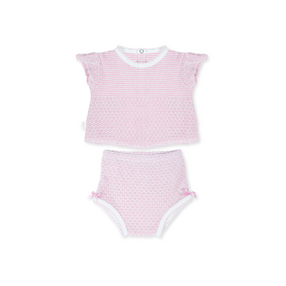 Paty Knit, 2 PC Flutter Sleeve Diaper Set with Bows