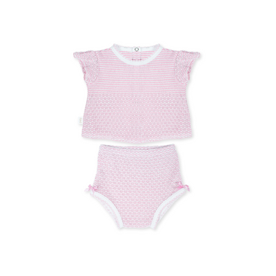 Paty Knit, 2 PC Flutter Sleeve Diaper Set with Bows