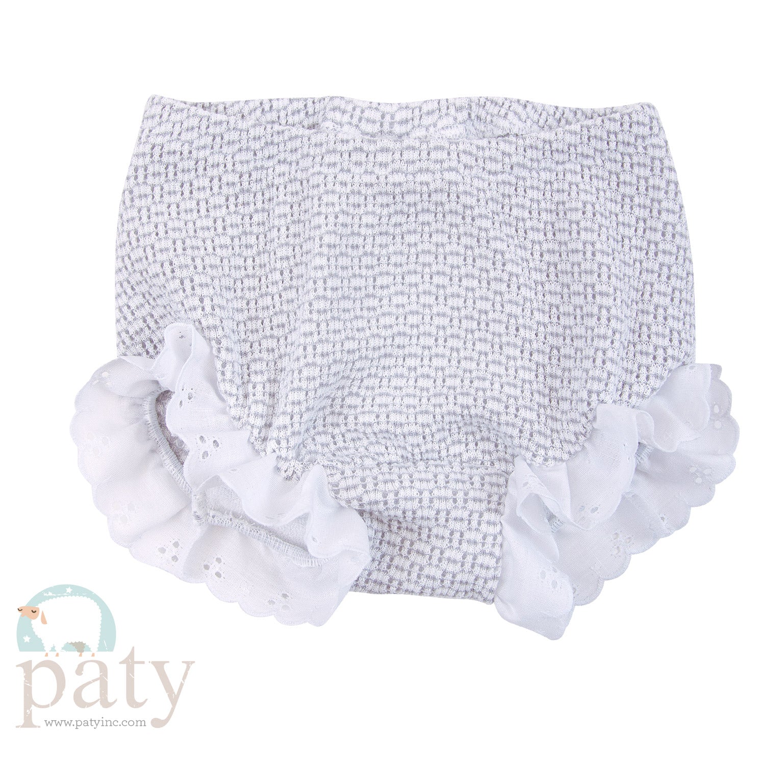 Grey Solid Color Bloomers with Eyelet - Front