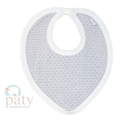 Grey Solid Color Bandana Bib w/ White Trim