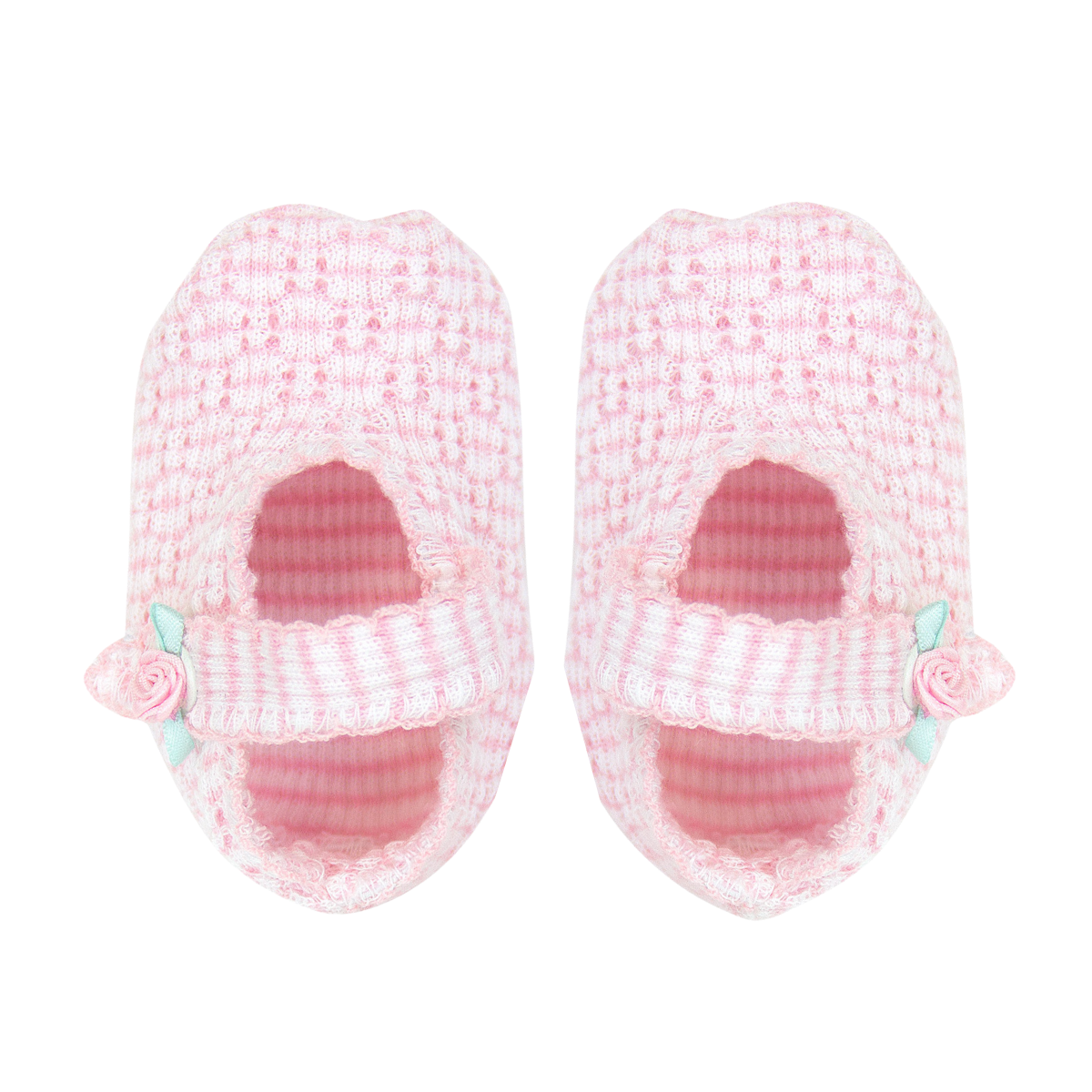 Pink Crib Shoes w/ Rosettes #257R