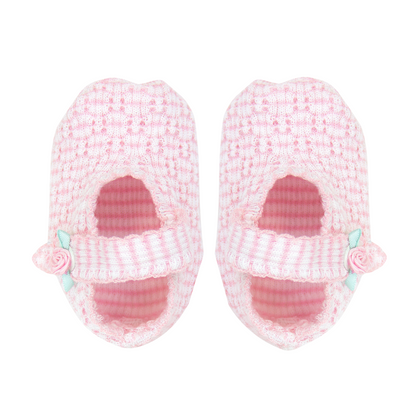 Pink Crib Shoes w/ Rosettes #257R